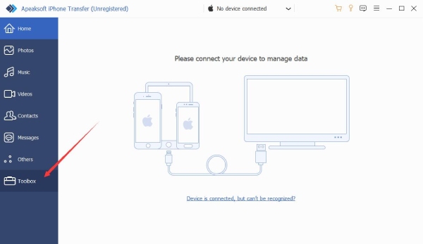 Přejděte na Toolbox iPhone Transfer