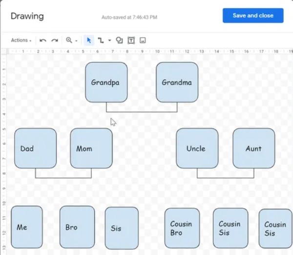 Google Docs Hacer un árbol genealógico