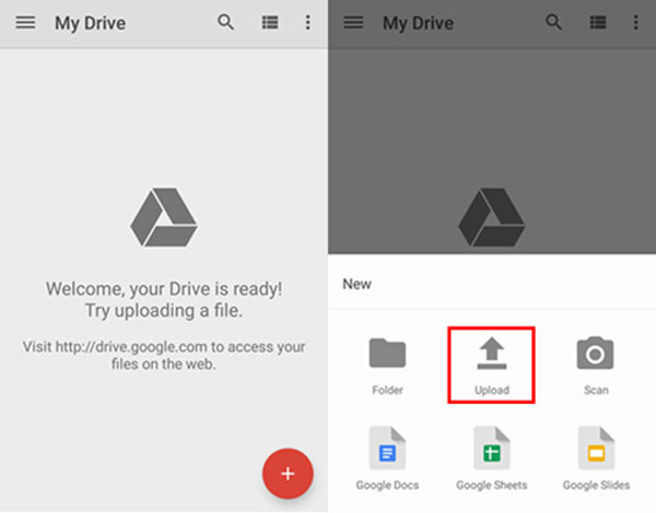 google drive android zvolte upload