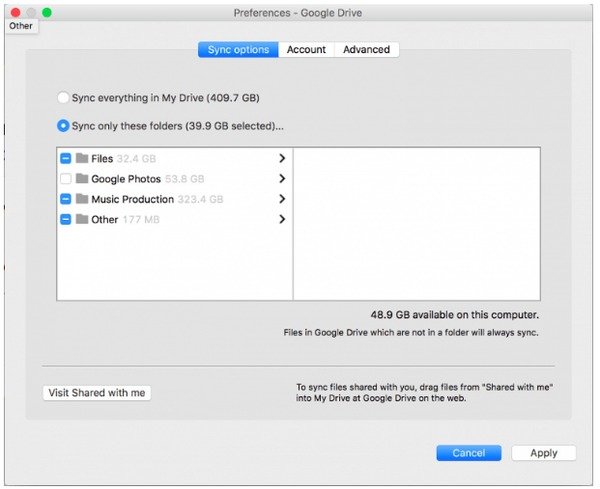 Резервное копирование Mac на Google Drive