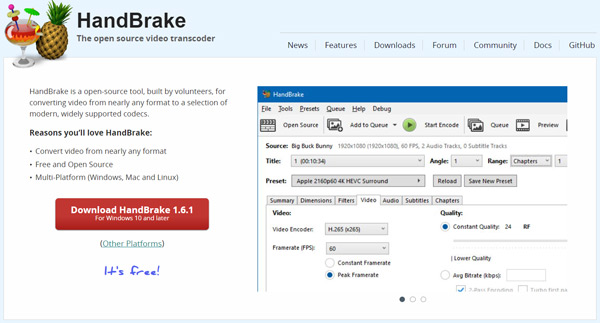 Handbrake Conversor gratuito de Mov para Webm