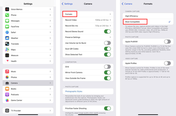 Configuración de iPhone Heic