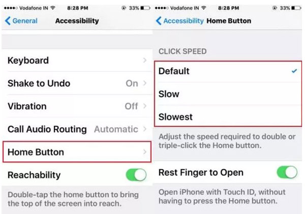 Adjust Home Button Speed