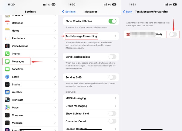 Como encaminhar automaticamente mensagens de texto para outro telefone iPhone