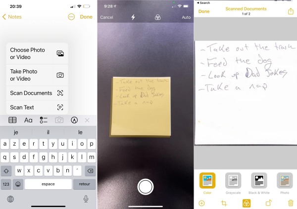 Comment numériser sur l'application iPhone Notes