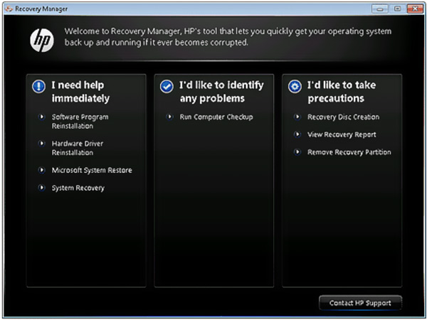 HP Recovery manager