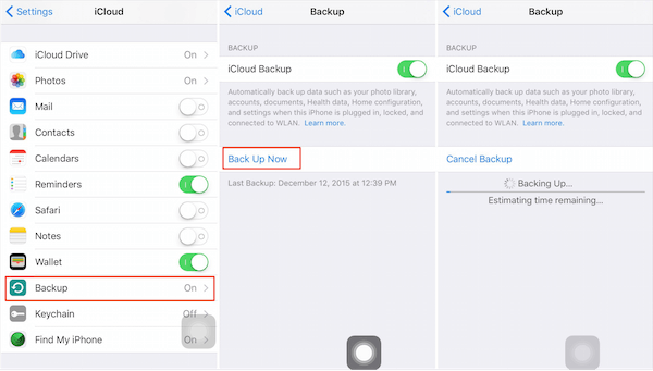 Backup iMessages su iCloud