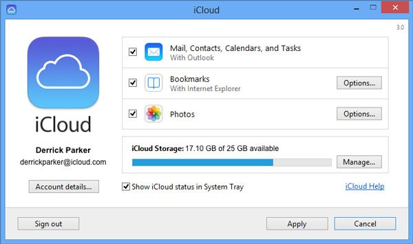 Проверьте панель инструментов iCloud