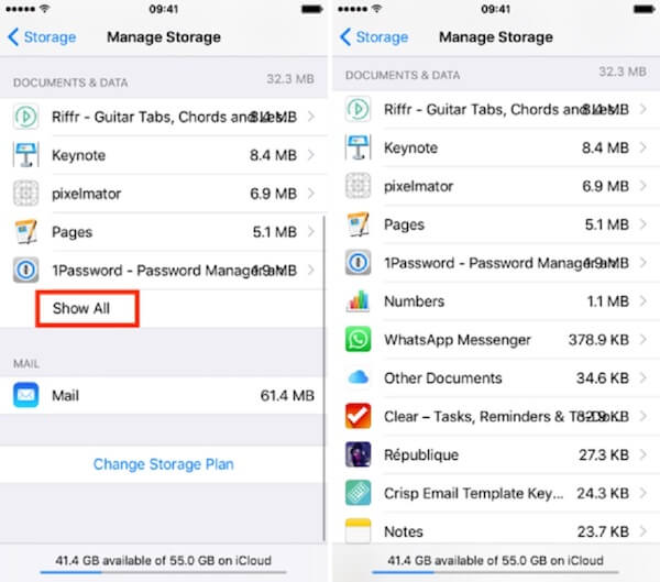 iCloud Storage verwalten