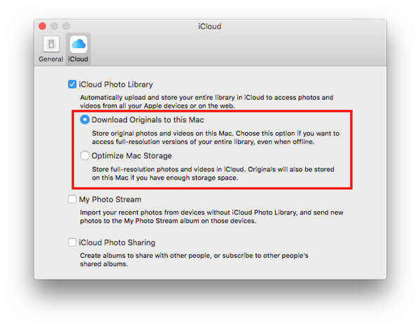 iCloud Photo Library Option