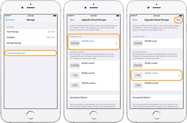 plans de stockage icloud