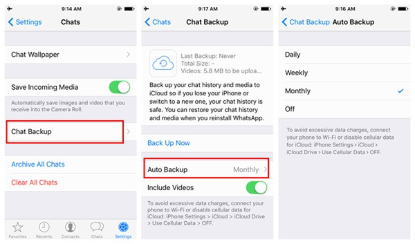 Sauvegarde automatique iCloud WhatsApp Backup