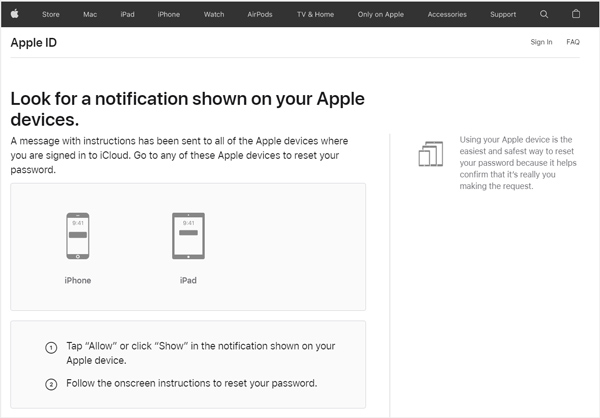 Si vous avez oublié la réinitialisation du mot de passe de l'identifiant Apple