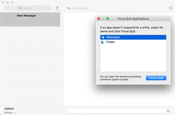 Az iMessage erő kilép a Mac rendszeren