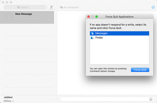 iMessage Force wird auf dem Mac beendet