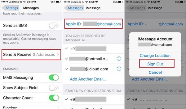 iMessage выйти из iPhone