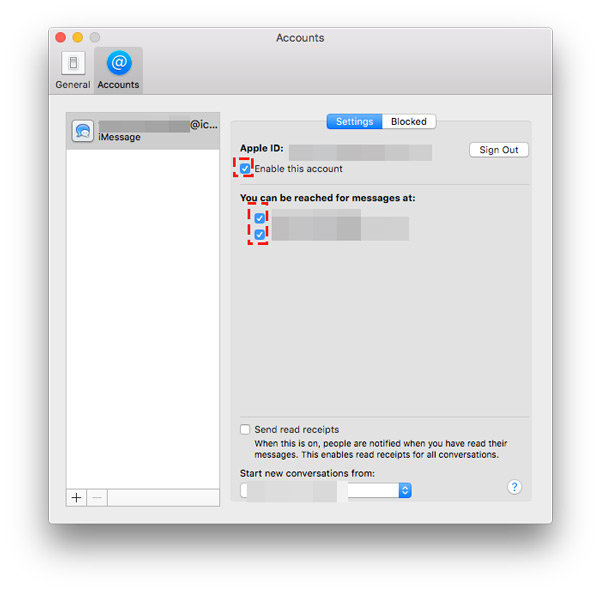 iMessages beállítások a mac-on