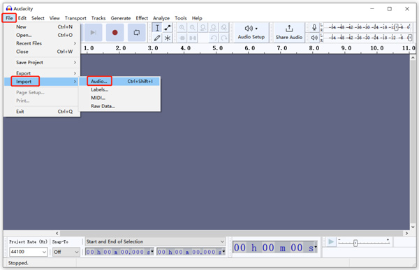 Audiotrack importeren naar Audacity