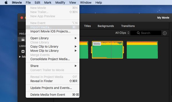 Import Media to imovie