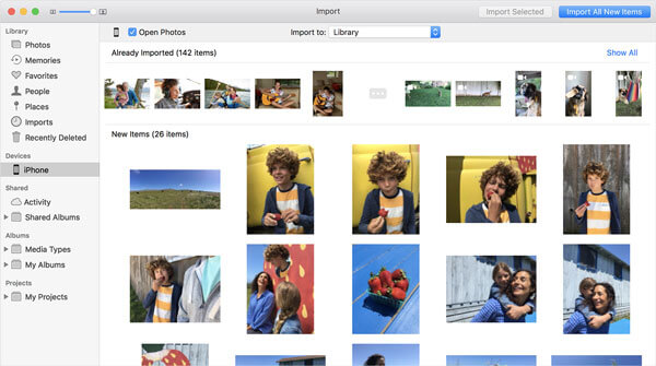 Importer des photos sur Mac