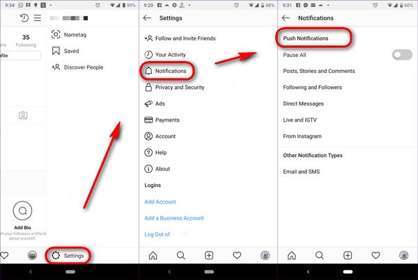 Instagram Уведомление Android