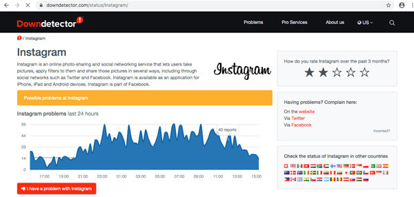 Сервер Instagram отключен