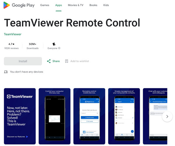 Asenna Teamviewer-kaukosäädin Androidiin