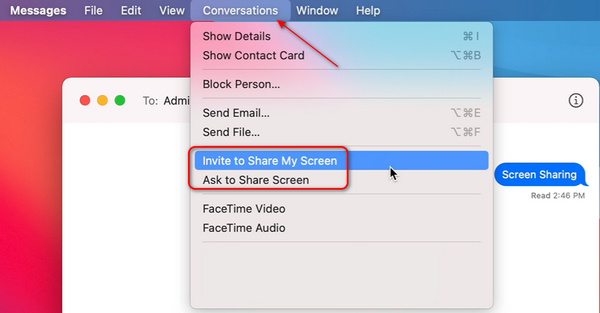 Bjud in Share Screen Mac