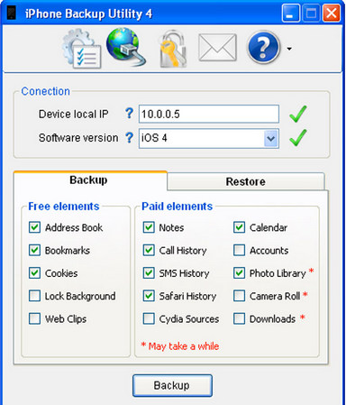 iPhone Backup Utility -apuohjelma