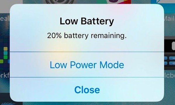 Низкий уровень заряда батареи iPhone