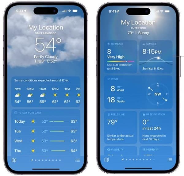 Application Météo pour iPhone