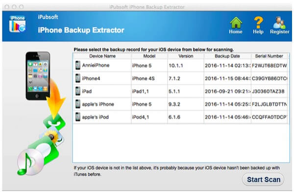 iPubsoft iPhone Backup Extractor voor Mac