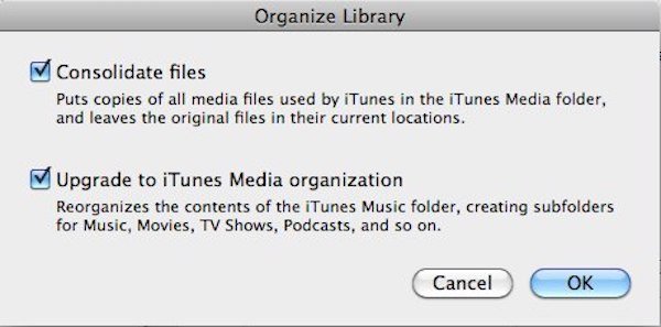 iTunes consolida i file