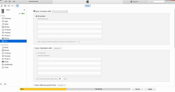 iTunes kapcsolatok
