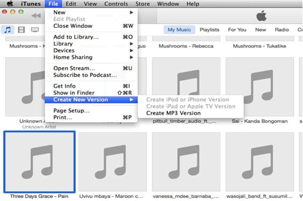 iTunes cria versão mp3