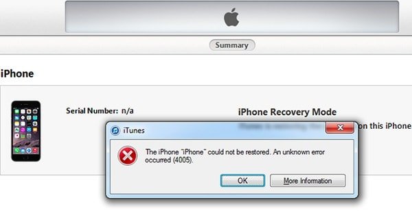 Ошибка iTunes 4005