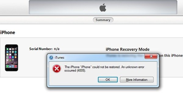 Error de iTunes 4005