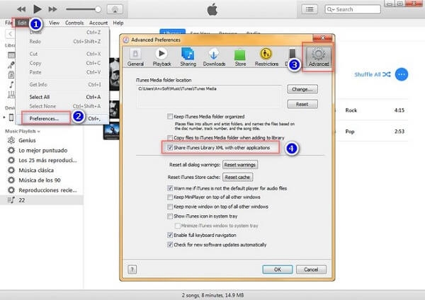 Réglage iTunes