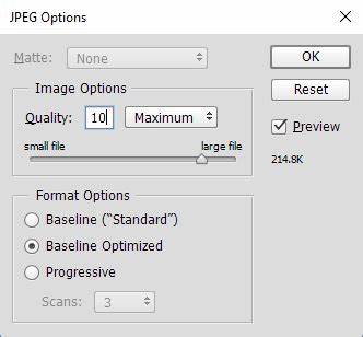Option JPEG Photoshop