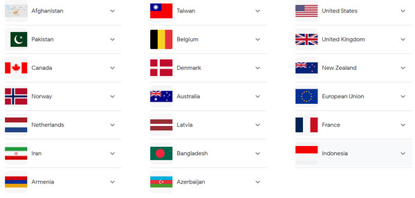 Lista de países banidos do TikTok