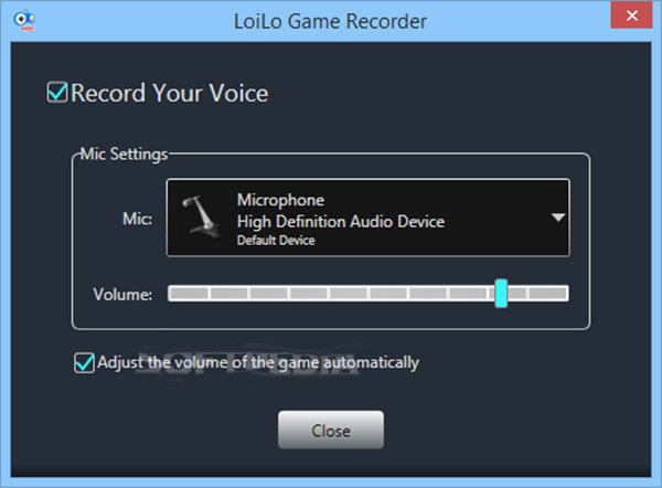 Enregistreur de jeu LoiLo enregistrer la voix