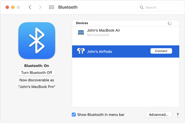 Mac Bluetooth Połącz AirPods