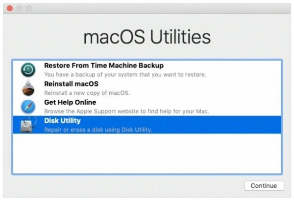 Spusťte program Mac Disk Utility