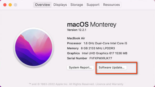 Aktualizace softwaru Mac