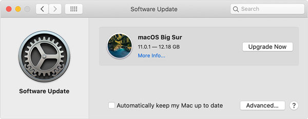 Mise à jour Macos