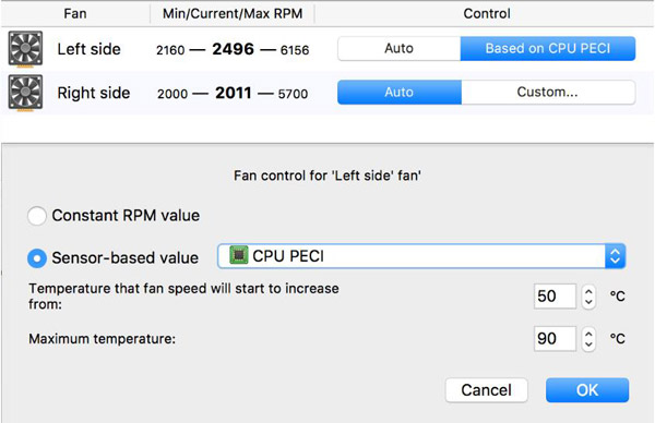 Macs-ventilatorbediening