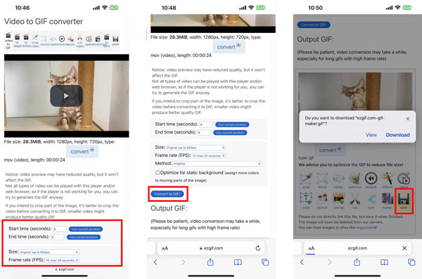 Videoyu GIF'e Dönüştür iPhone Online EZGIF