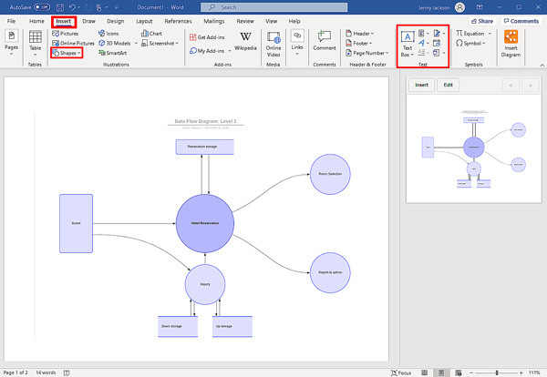 Maak een gegevensstroomdiagram in Word