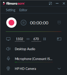 Make recording settings filmora scrn