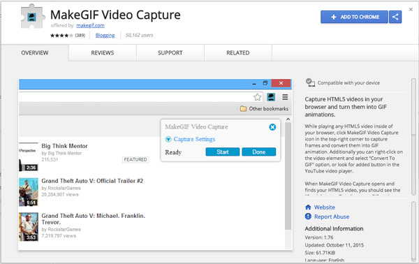 Capture vidéo en Makegif